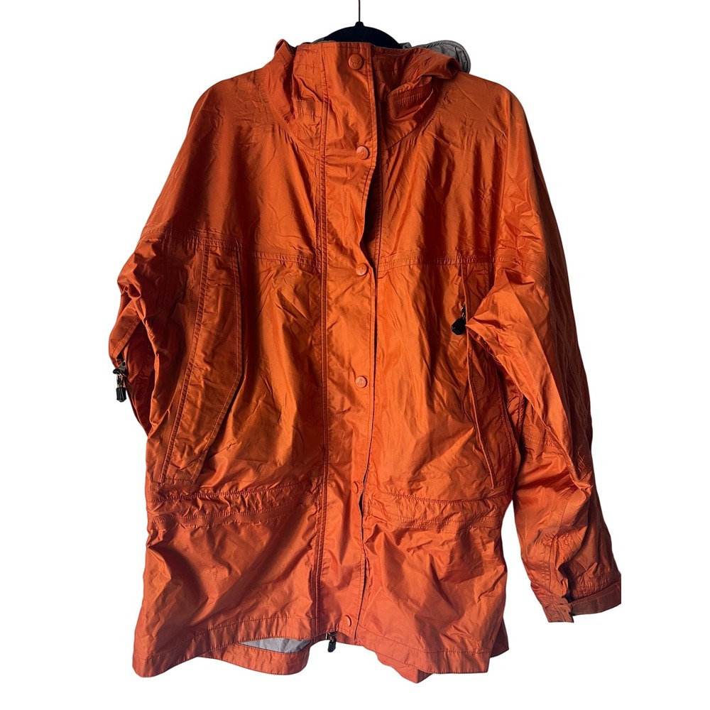 Vintage EMS Eastern Mountain Sports Orange Rain Coat Women's L Hooded‎